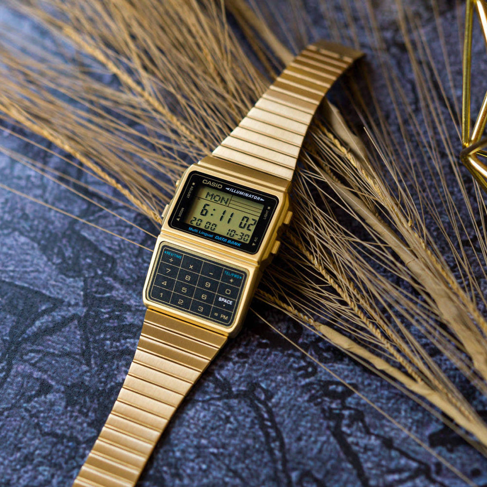 Reloj Casio DBC-611G-1DF Vintage Data Bank Calculadora Unisex Acero Dorado Original foto 2 - reloj Casio original en Perú | Jherr Perú