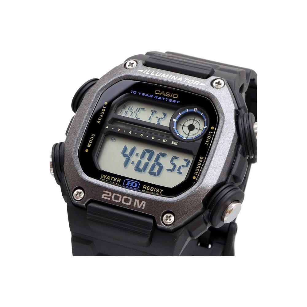 Reloj Casio DW-291HX-1AV negro resina extralarga original en Perú - detalle de esfera y diseño