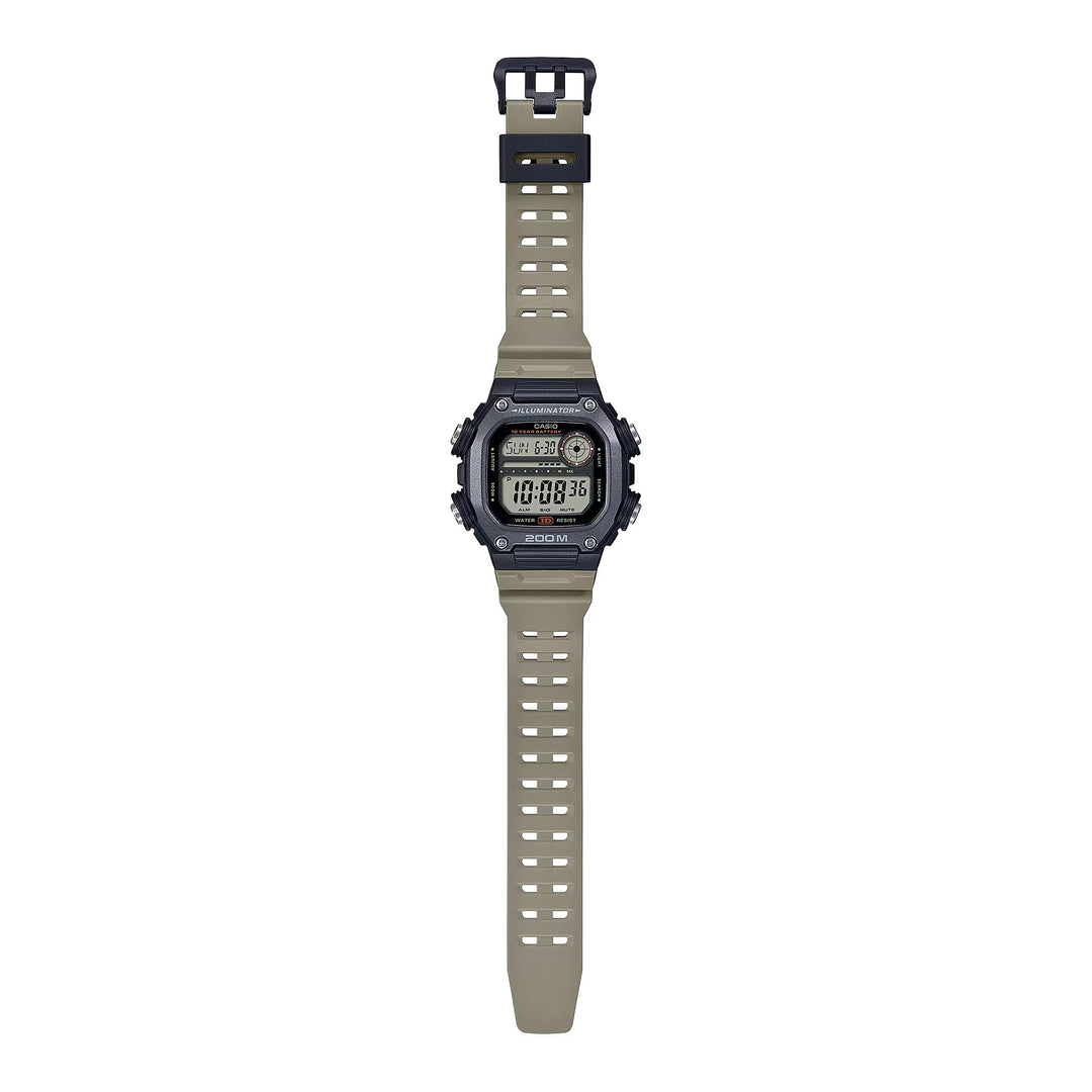 Reloj Casio DW-291HX-5AV marrón y negro resina extralarga original en Perú - detalle de caja y correa