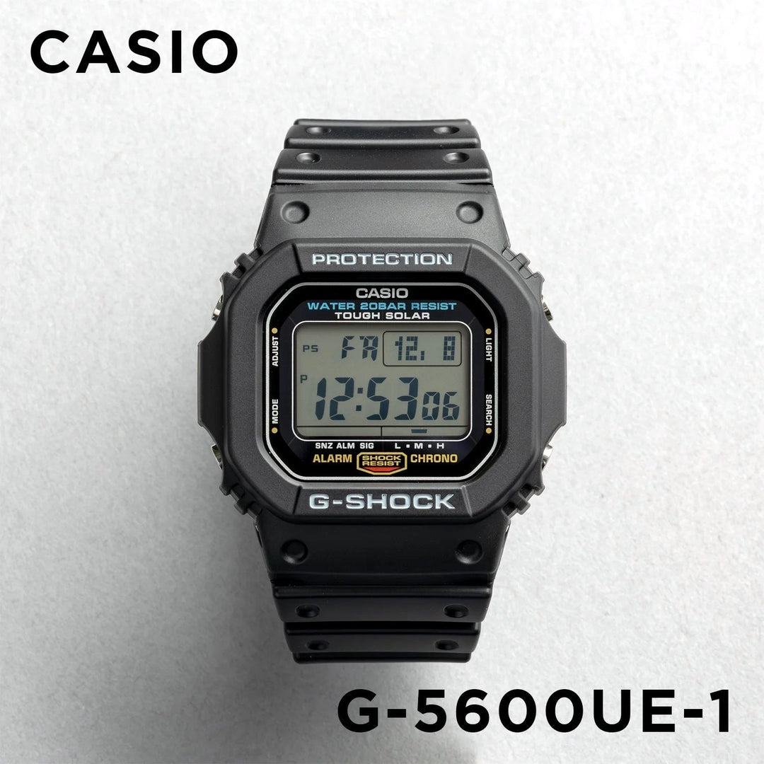 Reloj G-Shock G-5600UE-1 digital negro original en Perú - detalle de caja y pantalla digital