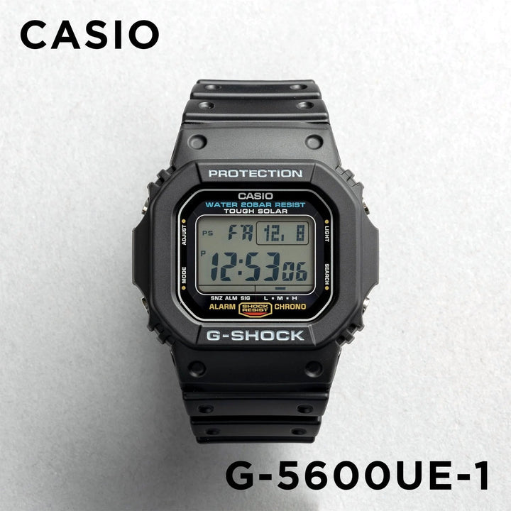 Reloj G-Shock G-5600UE-1 digital negro original en Perú - detalle de caja y pantalla digital