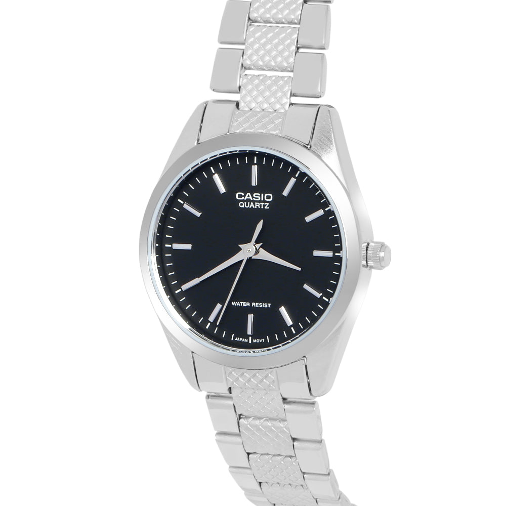 Reloj Casio LTP-1274D-1A negro y plateado acero inoxidable original en Perú - vista adicional y acabados