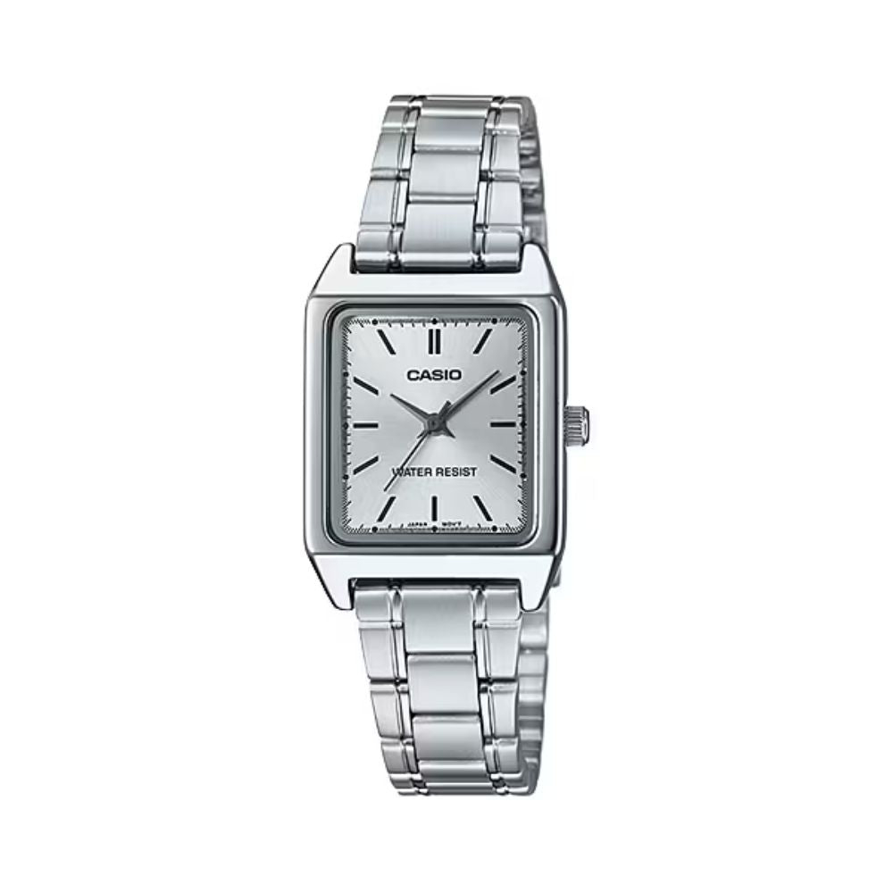Reloj Casio LTP-V007D-7E blanco y plateado acero inoxidable original en Perú - vista principal