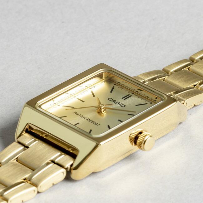Reloj Casio LTP-V007G-9E dorado champagne acero inoxidable dorado original en Perú - detalle de esfera y diseño