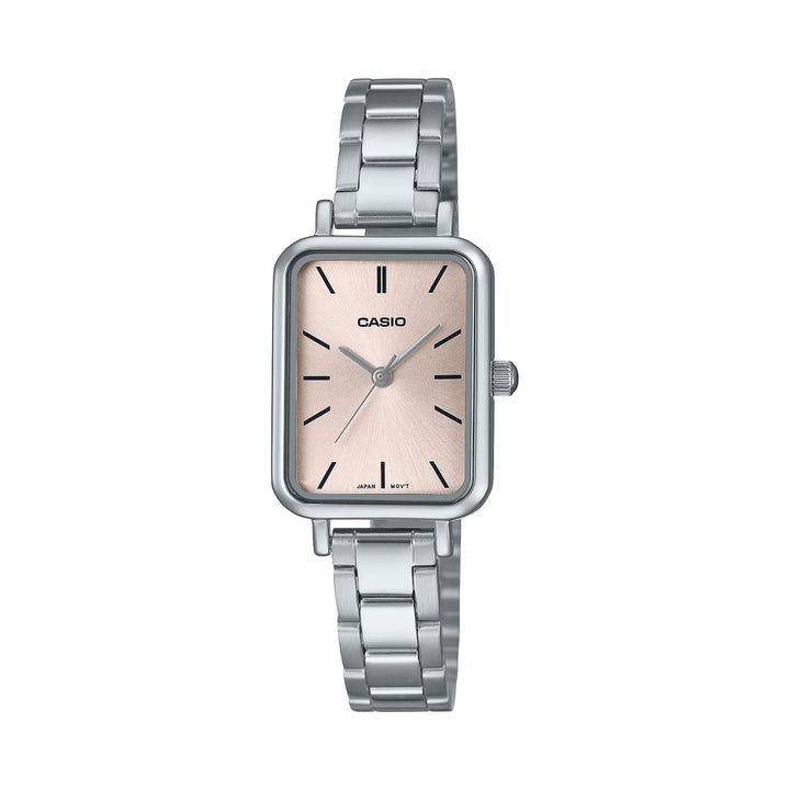 Reloj Casio LTP-V009D-4E rosado y plateado acero inoxidable original en Perú - vista principal