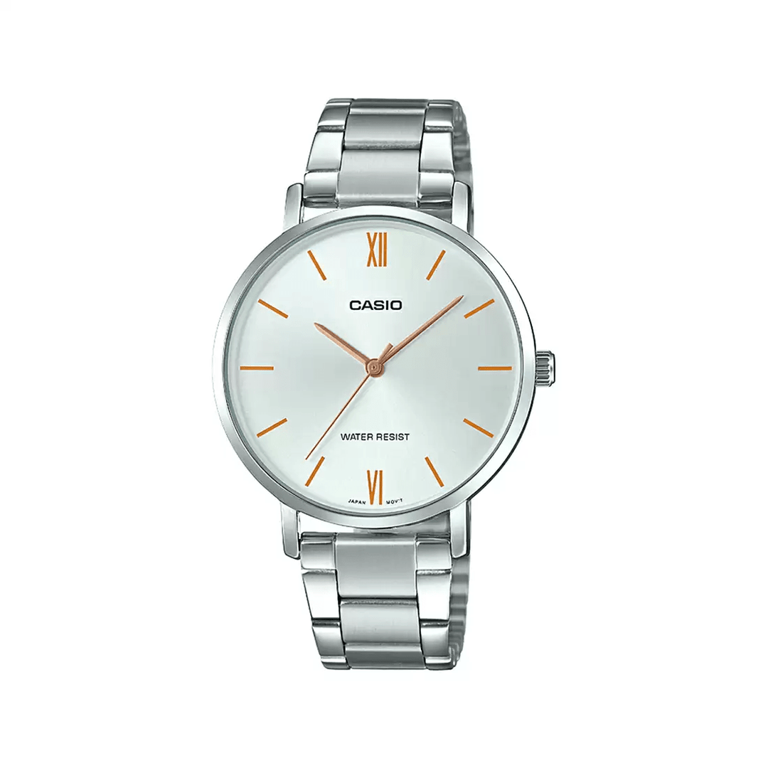 Reloj Casio LTP-VT01D-7BUDF Análogo Mujer Acero Plateado Original - Casio original en Perú | Jherr Perú