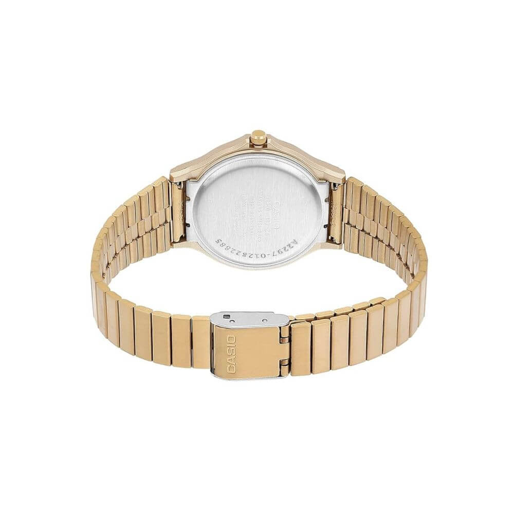 Reloj Casio MQ-24G-9E dorado unisex original en Perú - vista adicional y acabados