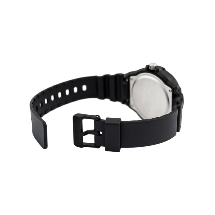 Reloj Casio MRW-230H-1E2V negro con acentos deportivos hombre original en Perú - detalle de caja y correa