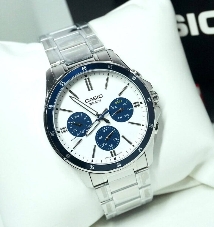 Reloj Casio MTP-1374D-7A2V Original | Acero Hombre Plateado Elegante