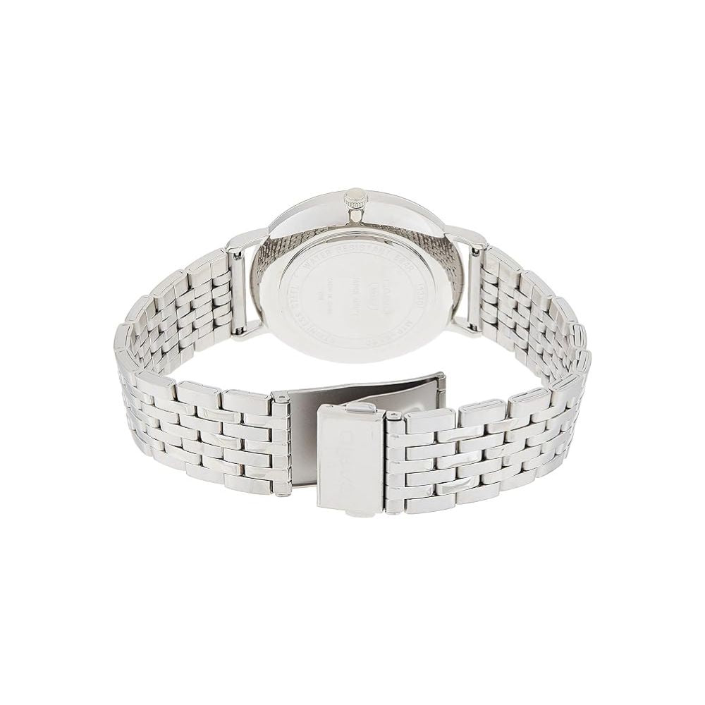 Reloj Casio MTP-B110D-7AV blanco y plateado acero inoxidable original en Perú - detalle de caja y correa
