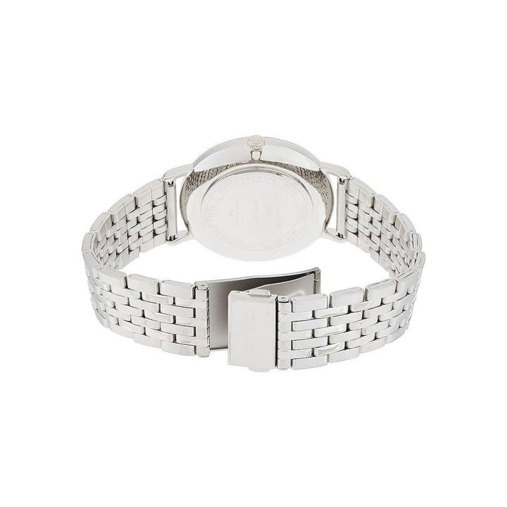 Reloj Casio MTP-B110D-7AV blanco y plateado acero inoxidable original en Perú - detalle de caja y correa