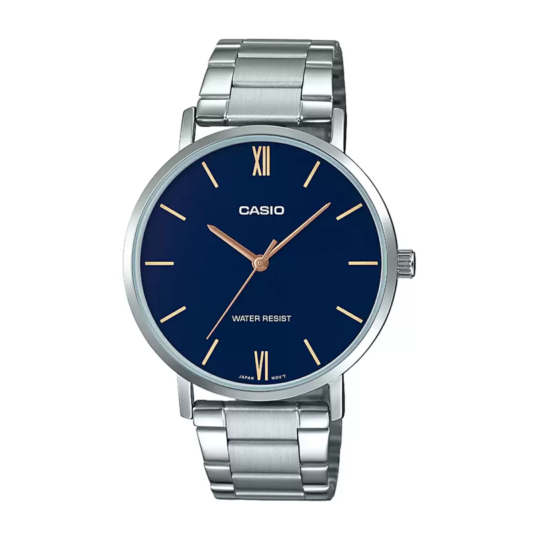 Reloj Casio MTP-VT01D-2BUDF Análogo Hombre Acero Plateado Original - Casio original en Perú | Jherr Perú