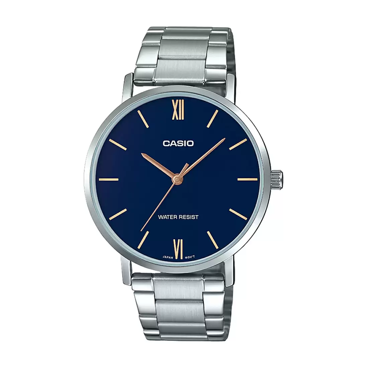 Reloj Casio MTP-VT01D-2BUDF Análogo Hombre Acero Plateado Original - Casio original en Perú | Jherr Perú