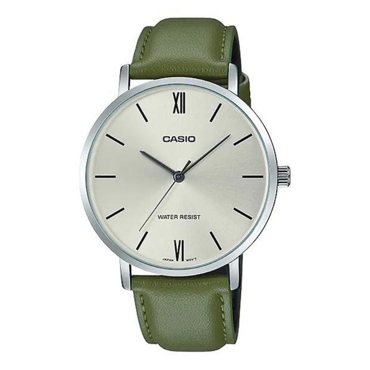 Reloj Casio MTP-VT01L-3BUDF Análogo Hombre Cuero Verde Original - Casio original en Perú | Jherr Perú