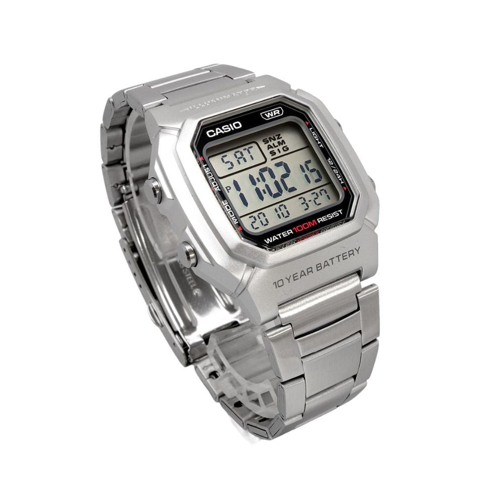 Reloj Casio W-800HD-1AVDF Digital Resina Negro Original W-800HD-1AVDF detalle posterior y acabados en Jherr Perú