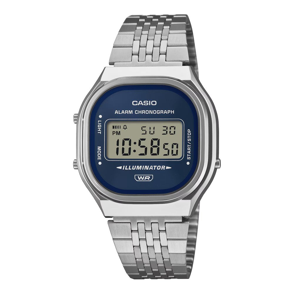Reloj Casio A140WE-2A azul marino y plateado unisex original en Perú - vista principal