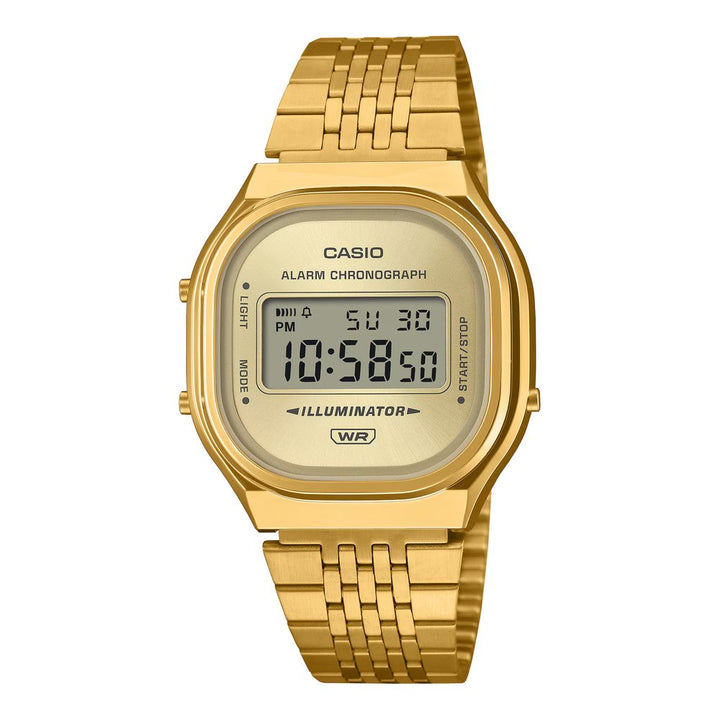 Reloj Casio A140WEG-9A dorado y champagne unisex original en Perú - detalle de esfera o pantalla