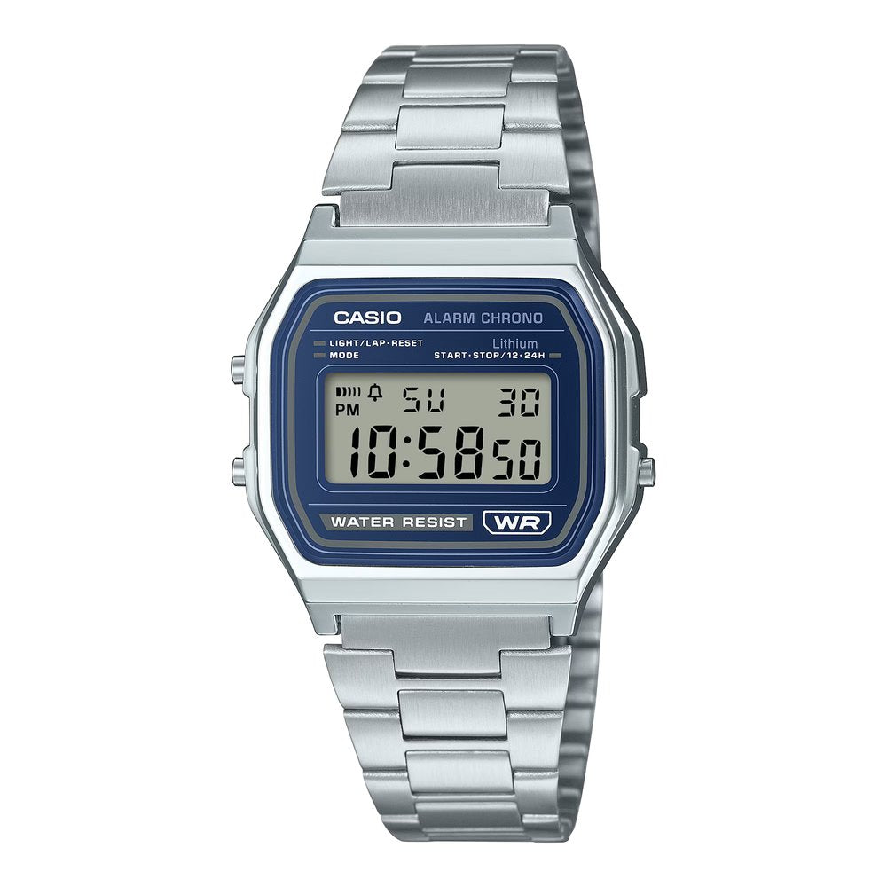 Reloj Casio A158WEA-2 azul y plateado unisex original en Perú - vista principal