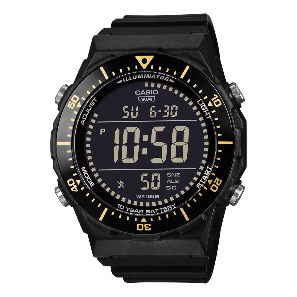 Reloj Casio AE-1700H-1B negro con detalles dorados para hombre original en Perú - vista principal