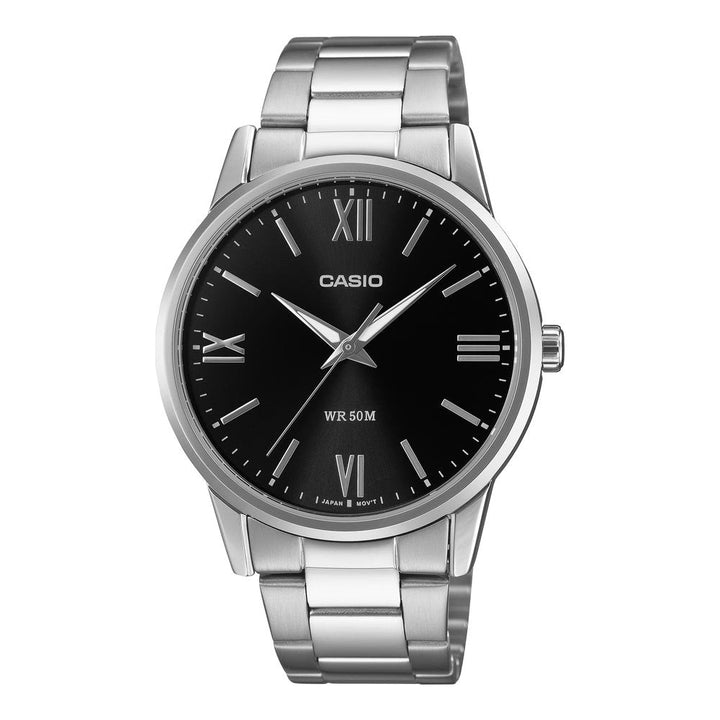 Reloj Casio MTP-1303DD-1A negro y plateado para hombre original en Perú - vista principal