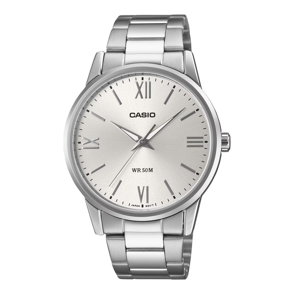 Reloj Casio MTP-1303DD-7A blanco y plateado para hombre original en Perú - vista principal