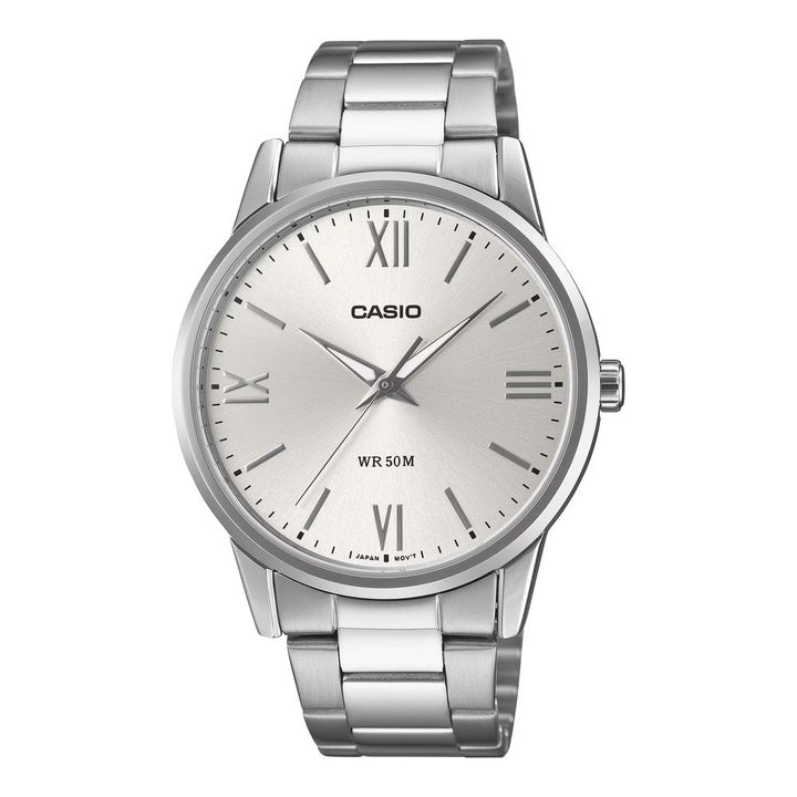 Reloj Casio MTP-1303DD-7A blanco y plateado para hombre original en Perú - vista principal