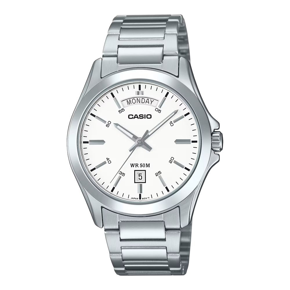 Reloj Casio MTP-1370D-7A3V plateado para hombre original en Perú - vista principal