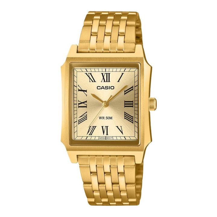 Reloj Casio MTP-B190G-9B dorado y champagne para hombre original en Perú - detalle de esfera o pantalla