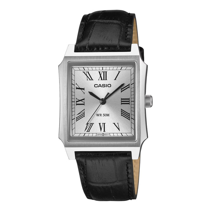 Reloj Casio MTP-B190L-7B plateado, blanco y negro para hombre original en Perú - detalle de esfera o pantalla