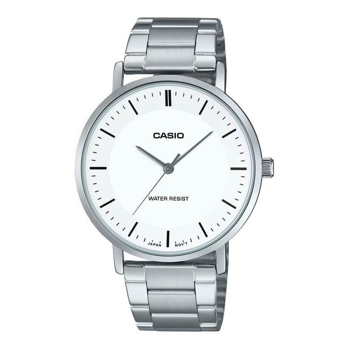 Reloj Casio MTP-VT04D-7E blanco y plateado hombre original en Perú - vista principal