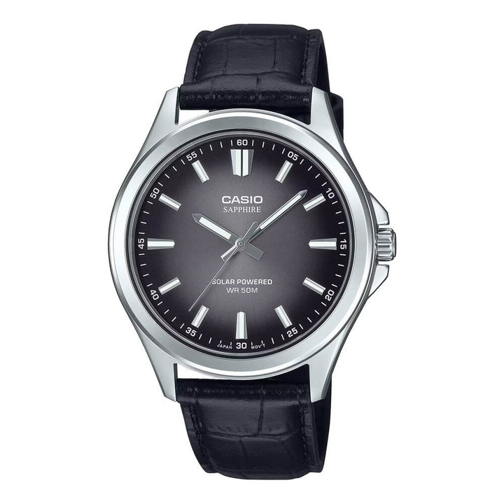 Reloj Casio MTS-RS100L-1AVDF Solar Zafiro Cuero Negro Original MTS-RS100L-1AVDF vista principal en Jherr Perú
