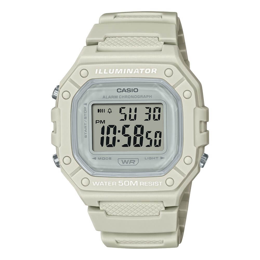 Reloj Casio W-218HC-8AV digital beige para mujer 50M vista principal | Jherr Perú