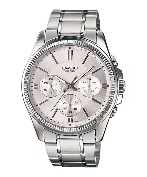 Reloj Casio MTP-1375D-7A Analógico Hombre Acero Blanco Original
