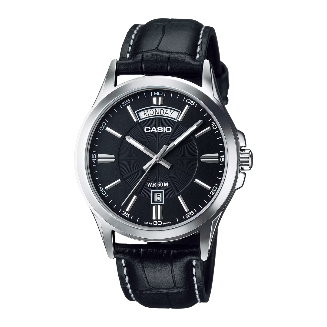 Reloj Casio MTP-1381L-1A Analógico Hombre Cuero Negro Original - Casio original en Perú | Jherr Perú