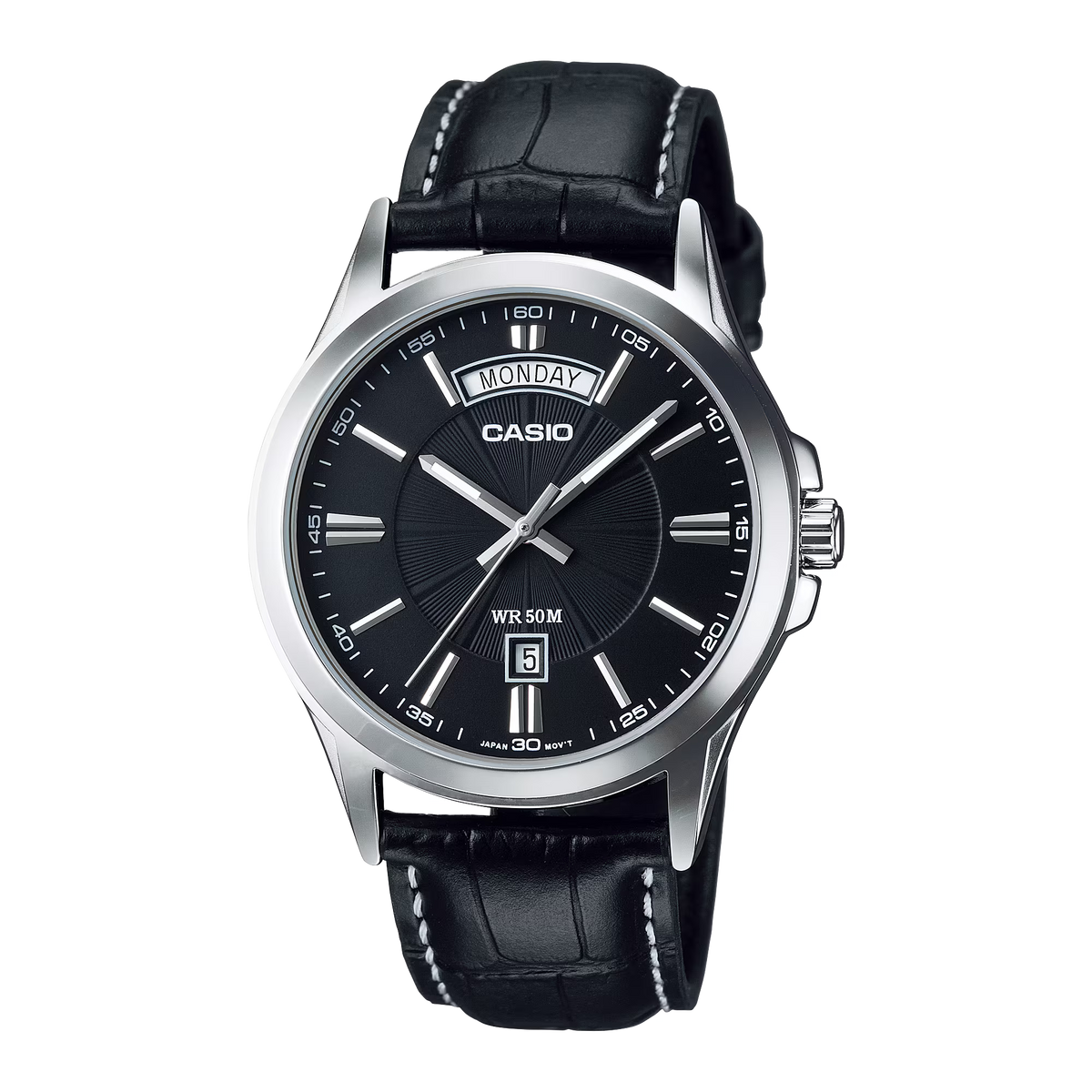 Reloj Casio MTP-1381L-1A Analógico Hombre Cuero Negro Original - Casio original en Perú | Jherr Perú