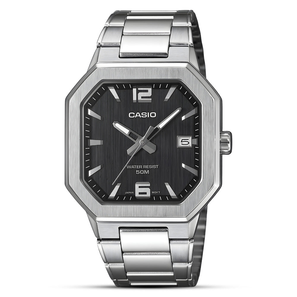 Reloj Casio MTP-B195D-1AV negro acero 50m fecha hombre original en Perú - vista principal | Jherr
