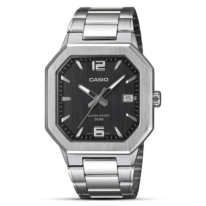 Reloj Casio MTP-B195D-1AV negro acero 50m fecha hombre original en Perú - vista principal | Jherr