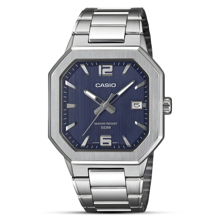 Reloj Casio MTP-B195D-2AV azul acero 50m fecha hombre original en Perú - vista principal | Jherr