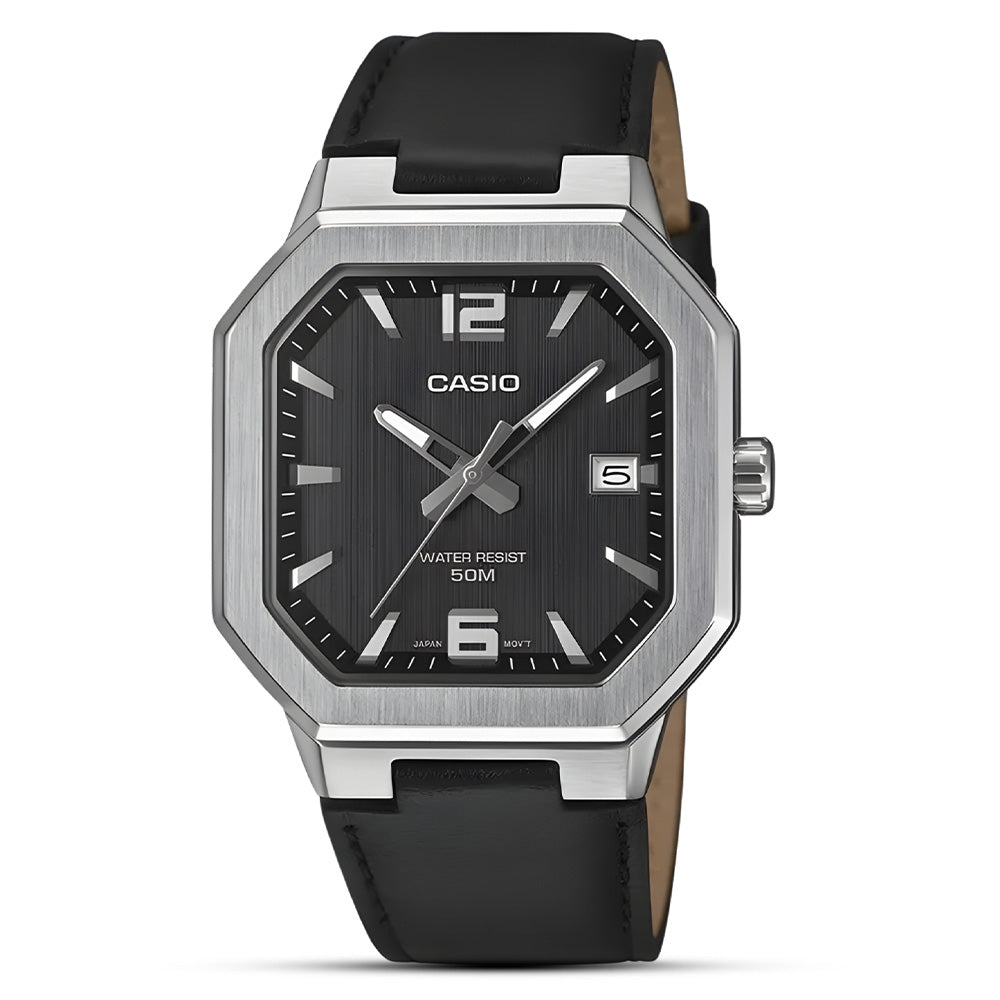 Reloj Casio MTP-B195L-1AV negro cuero 50m fecha hombre original en Perú - vista principal | Jherr