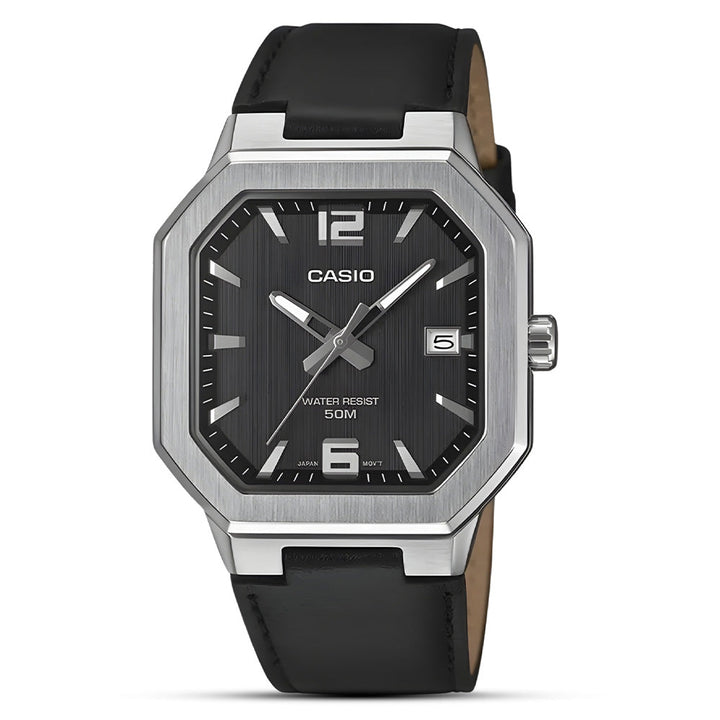 Reloj Casio MTP-B195L-1AV negro cuero 50m fecha hombre original en Perú - vista principal | Jherr