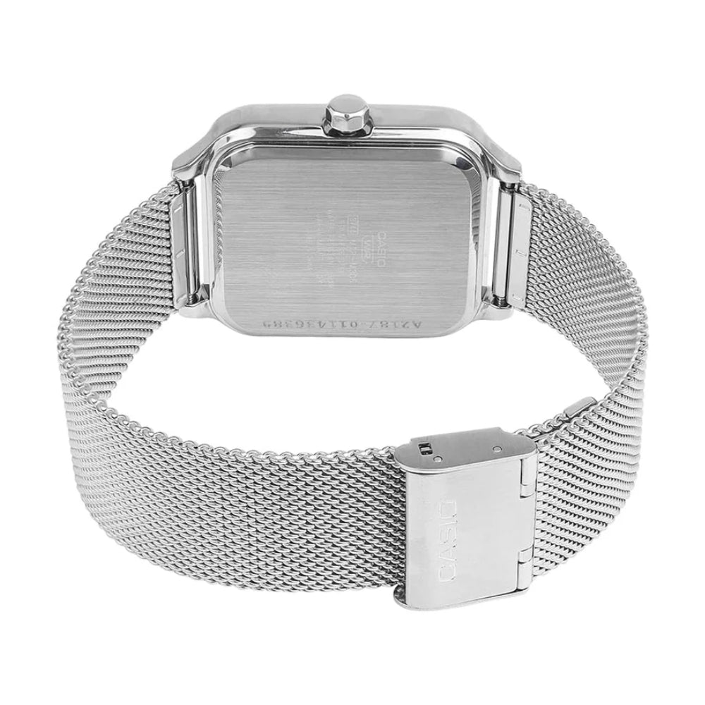 Reloj Casio MTP-M306M-4AV rosado malla acero multifuncion hombre original en Perú - detalle de esfera pantalla y diseño | Jherr
