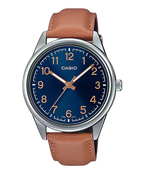 Casio MTP-V005L – Reloj Original para Hombre con Correa de Cuero