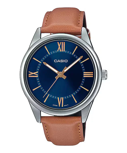 Casio MTP-V005L – Reloj Original para Hombre con Correa de Cuero