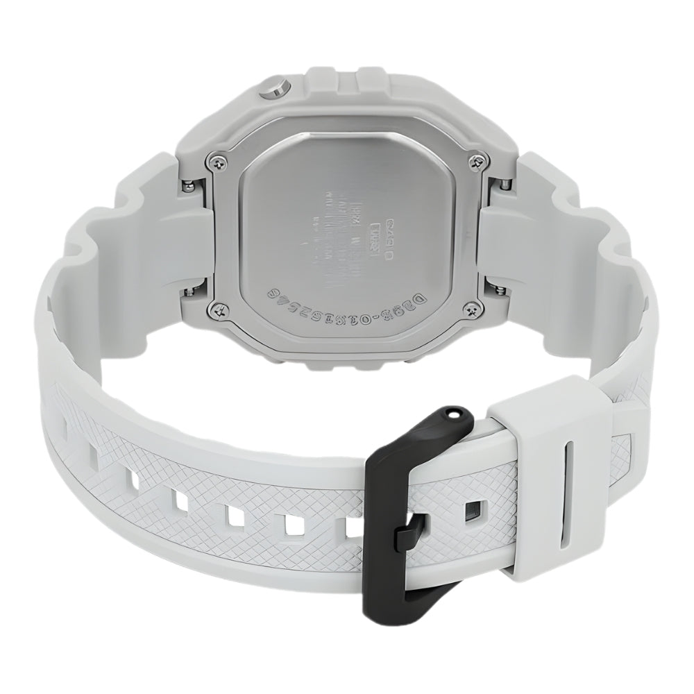 Reloj Casio W-218H-8BV digital gris 50m unisex original en Perú - detalle de esfera pantalla y diseño | Jherr