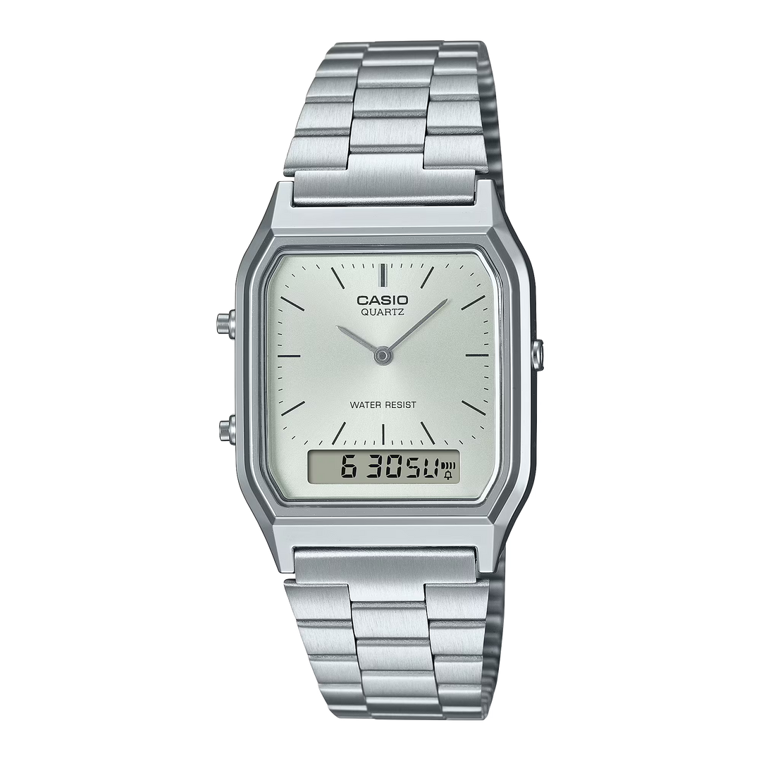 Reloj Casio AQ-230A-7A1 Original Ana-Digi Retro - Dual Display Analógico Digital con Esfera Azul Cielo - Casio en Perú | Jherr Jewelry