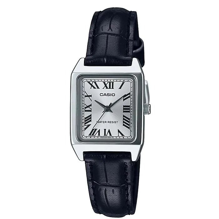 Reloj Casio LTP-V007L-7B1 Mujer - Diseño Cuadrado Tank con Números Romanos y Correa de Cuero - Casio en Perú | Jherr Jewelry