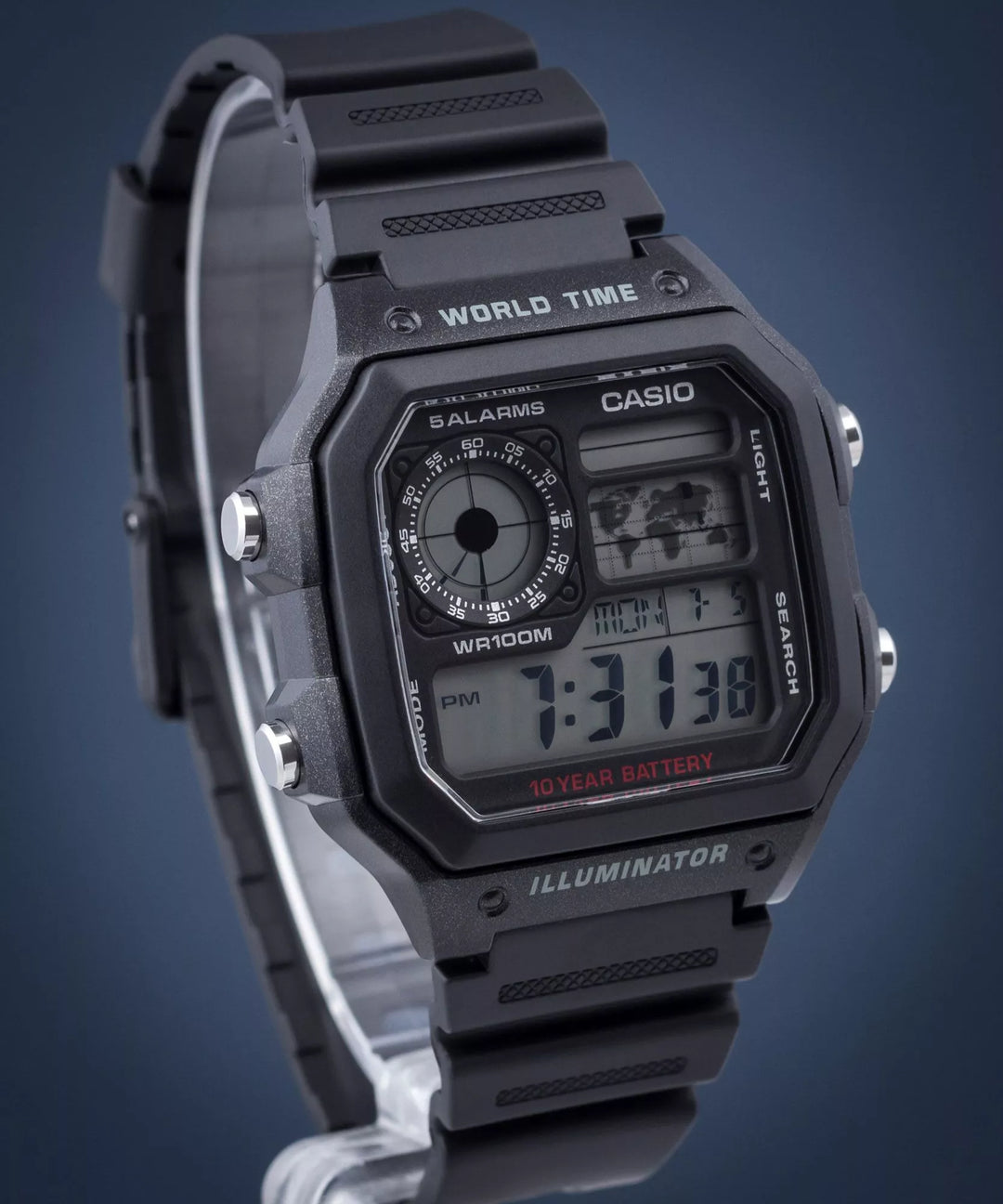 Reloj Casio AE-1200WH-1AV Wolrd Time Digital Hombre - Acero Negro