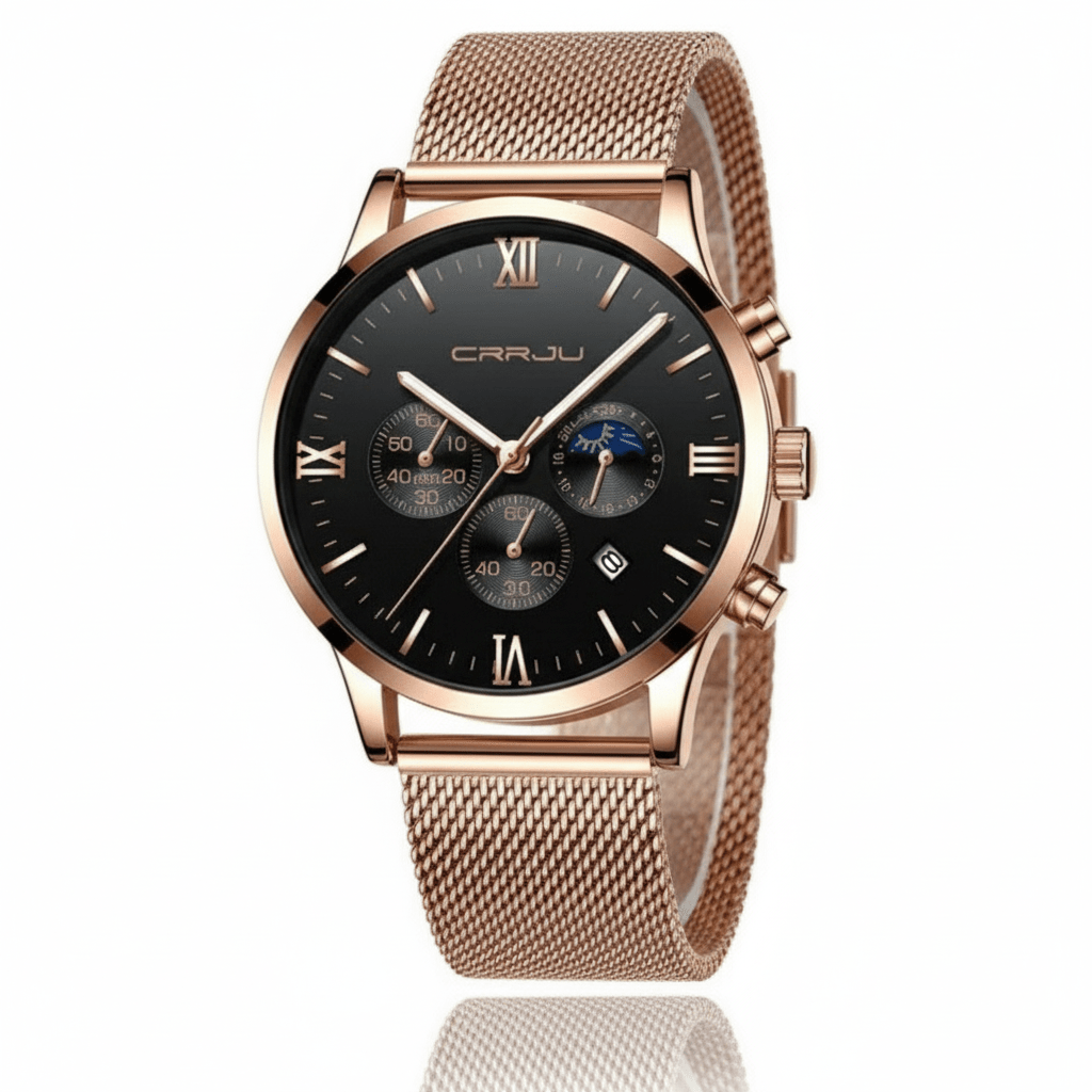 Reloj CRRJU Original Hombre Oro Rosa - Resistente al Agua 3 ATM | Cuarzo Premium 42mm - CRRJU en Perú | Jherr Jewelry