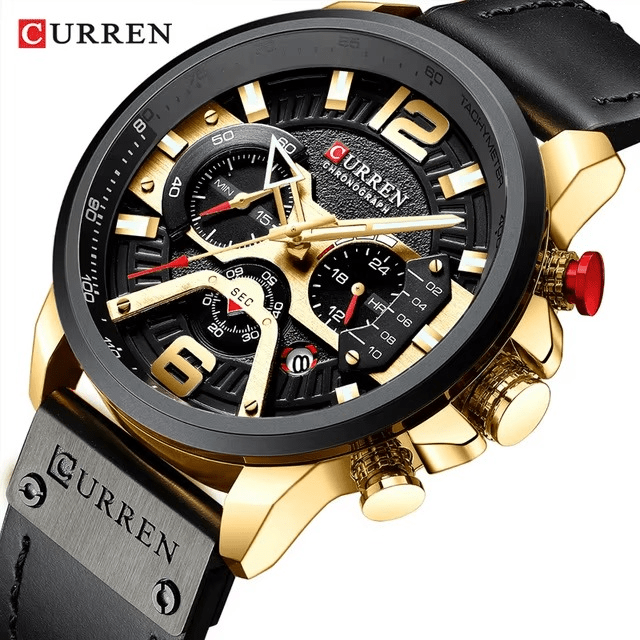 Reloj Curren 8329 Original Hombre Cronógrafo Azul con Correa de Cuero 44mm - Curren en Perú | Jherr Jewelry