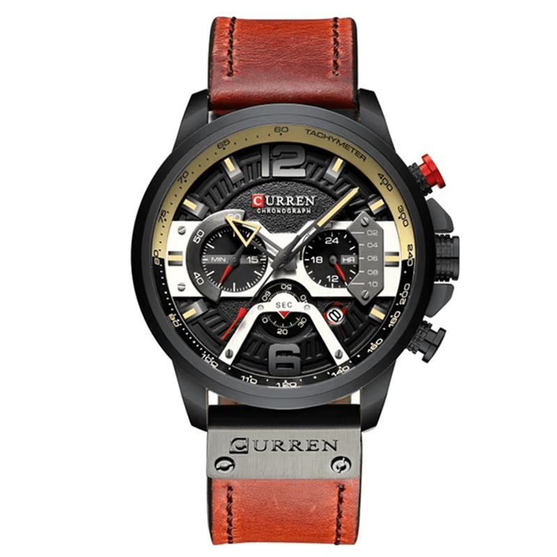 Reloj Curren 8329 Original Hombre Cronógrafo Azul con Correa de Cuero 44mm - Curren en Perú | Jherr Jewelry